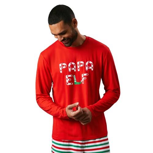 Maine Mens Papa Elf Long-Sleeved Long Pyjama Set S rouge