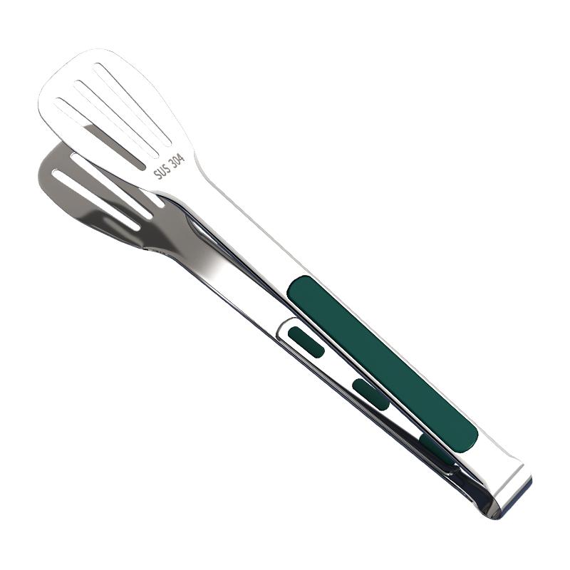 YEDE Silicone-Tipped Stainless Steel Food Tongs for Kitchen, Bread, Barbecue, Meat, and Steak.