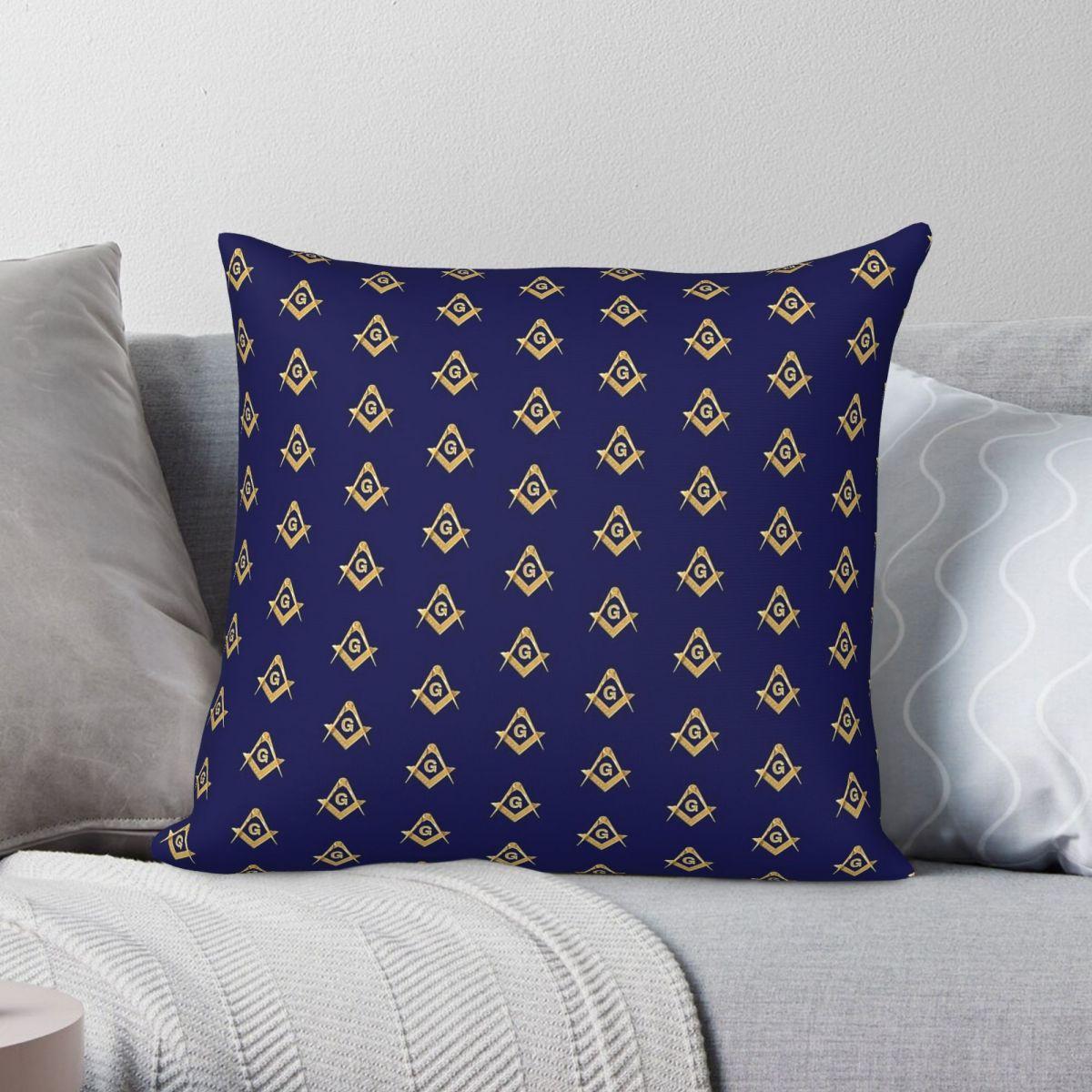 Exquisite Ornaments Unisex Freemason Square & Compass Masonic Square Pillowcase Polyester Linen Velvet Printed Zip Throw Pillow Case Car Cushion Cover