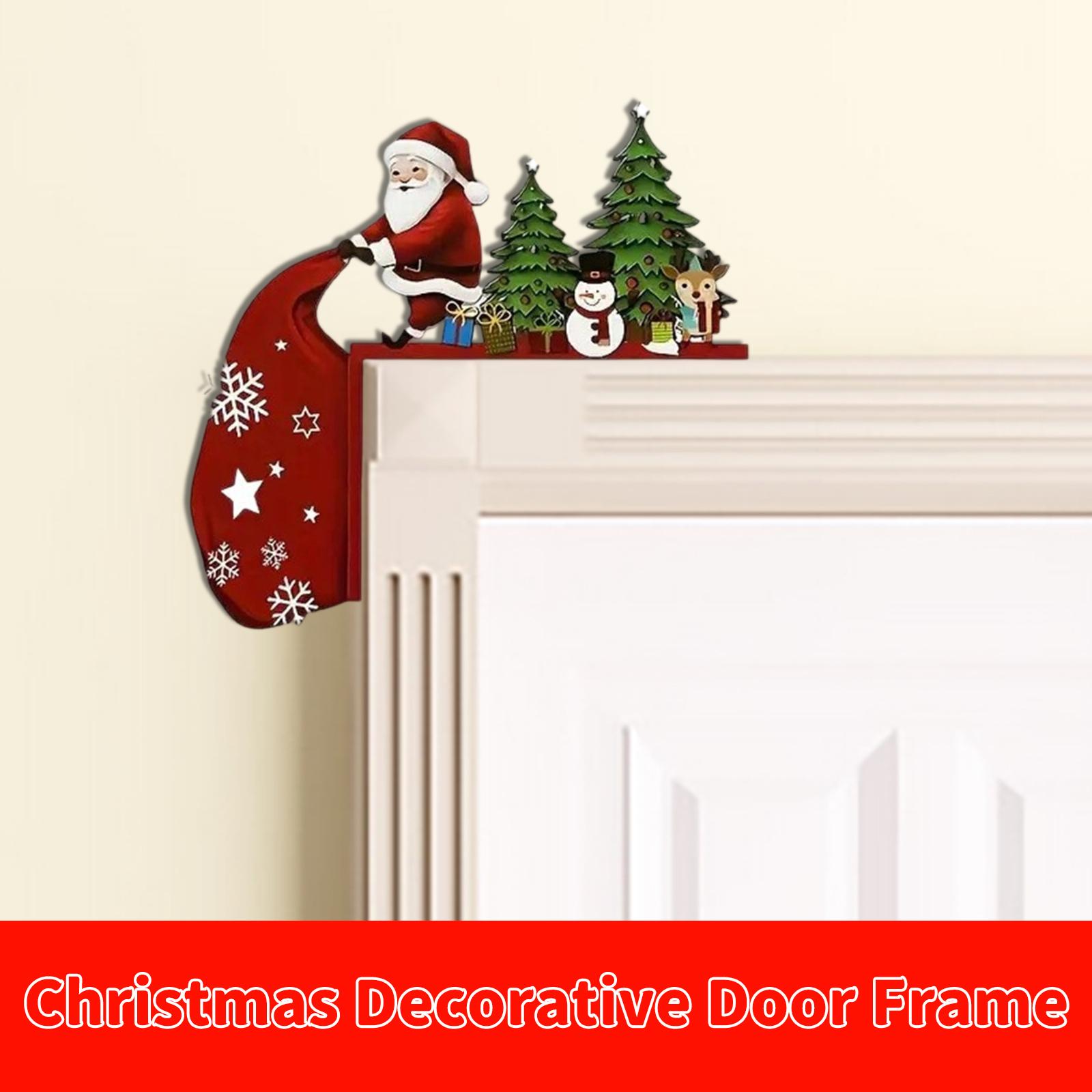 

Christmas Door Frame Corner Wall Stickers, Elk,wooden Door Corner Decorations One Size