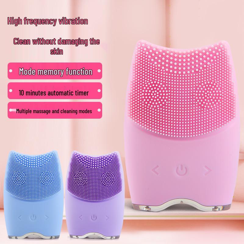 Portable Waterproof Ultrasonic Silicone Facial Cleanser & Electric Pore Cleaner розовый