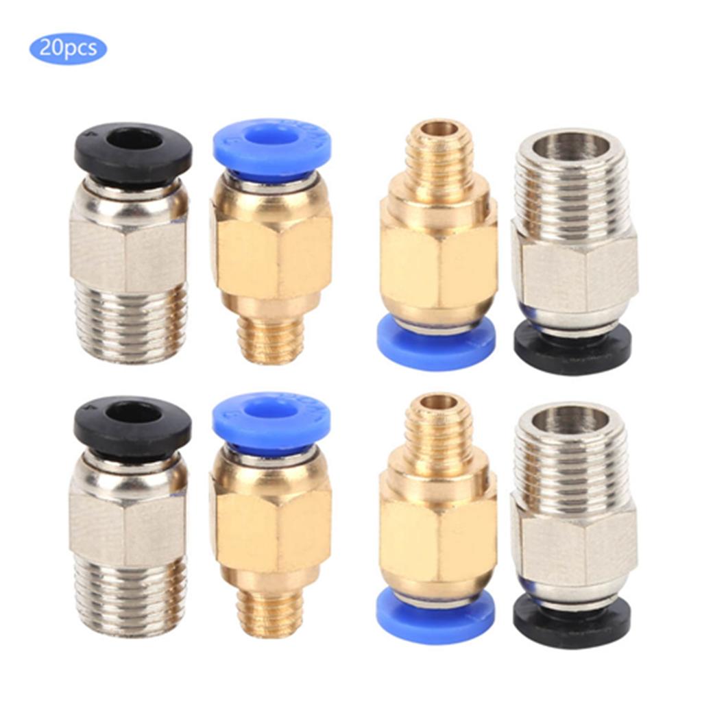 20Pcs Straight Pneumatic Fitting Push Connect for Bowden Ex 3D Printers PC4‑M10 PC4‑M6