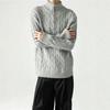 Vintage Knitted Sweater Half Zip Twist Warm Couple Top Teens