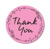 Darling Souvenir 1.6 Inches Round Rose Hand Draw Floral Wreath Black Thank You Stickers-45