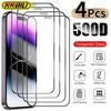 Nnbili 4 Pçs 500d Capa Completa De Vidro Protetor Para Iphone 13 12 11 14 15 16 17 Pro Max Plus 16e Protetor De Tela Temperado Filme De Vidro