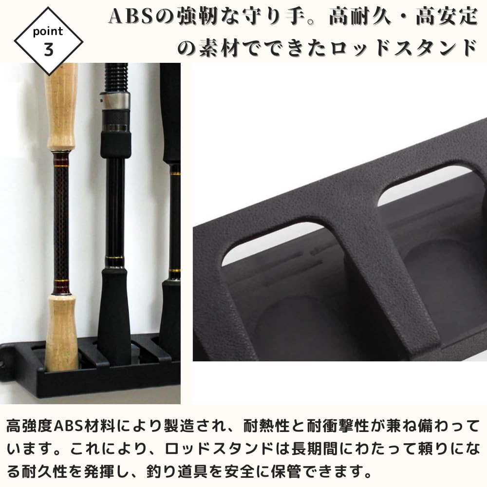 PLEAVIT Wall-Mounted Fishing Rod Stand, Fishing Rod Rack, Rod Holder, Holds 6 Rods, Compact, Horizontal