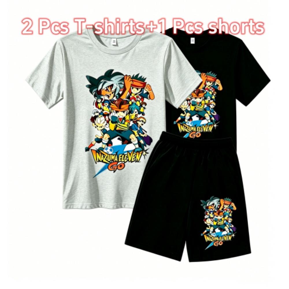 Fashion Anime Character Games Print Outdoor Street Kids T-shirt and Shorts Summer Home Casual Outfit Boy and Girl's Sports Set