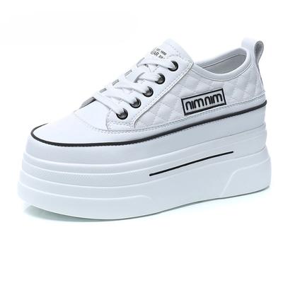7.5cm Platform Sneakers Wedge Shoes Genuine Leather Women Spring Autumn Casual Shoes Fashion Sneakers Hidden Heel Summer
