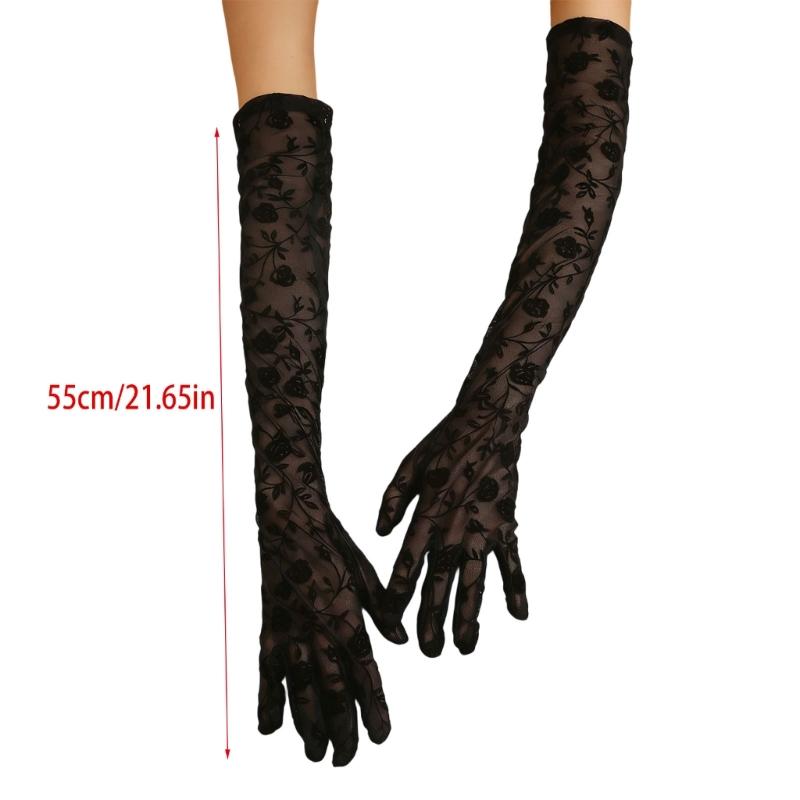 1pair Elegant Women Lace Gloves Weddings Short Gloves Elegant Flowers Gloves for Bridal Accessories