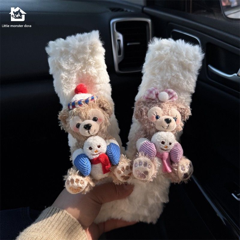 Cute Doll Mei Mei Duffy Snowman Couple Autumn and Winter Car Seatbelt Shoulder Pad Anti-Neck Strain Female Car Interior Accessories