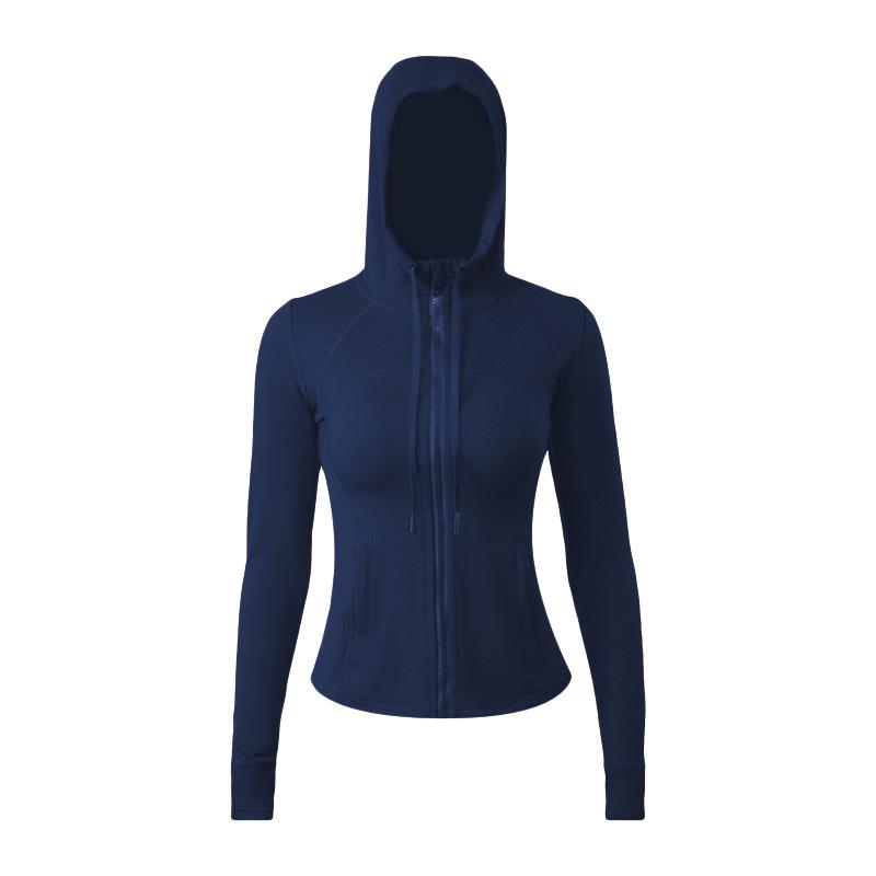 Damen Yoga Sportjacke mit Kapuze - Doppelseitig gebürstet, Hohe Elastizität, Slim Fit, Nude Feeling.