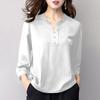 ZANZEA Women's V-Neck 3/4 Sleeve Shoulder Lantern Sleeve Decorative Button Straight Solid Color Loose Blouse