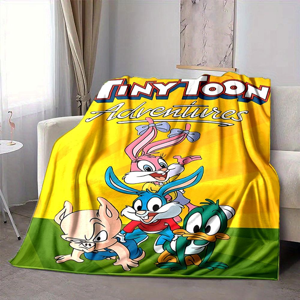 1pc Tiny Toon Adventures Flannel Throw Blanket - HD Printed Lightweight Soft Warm All-Season Blanket for Sofa, Bed, Travel006