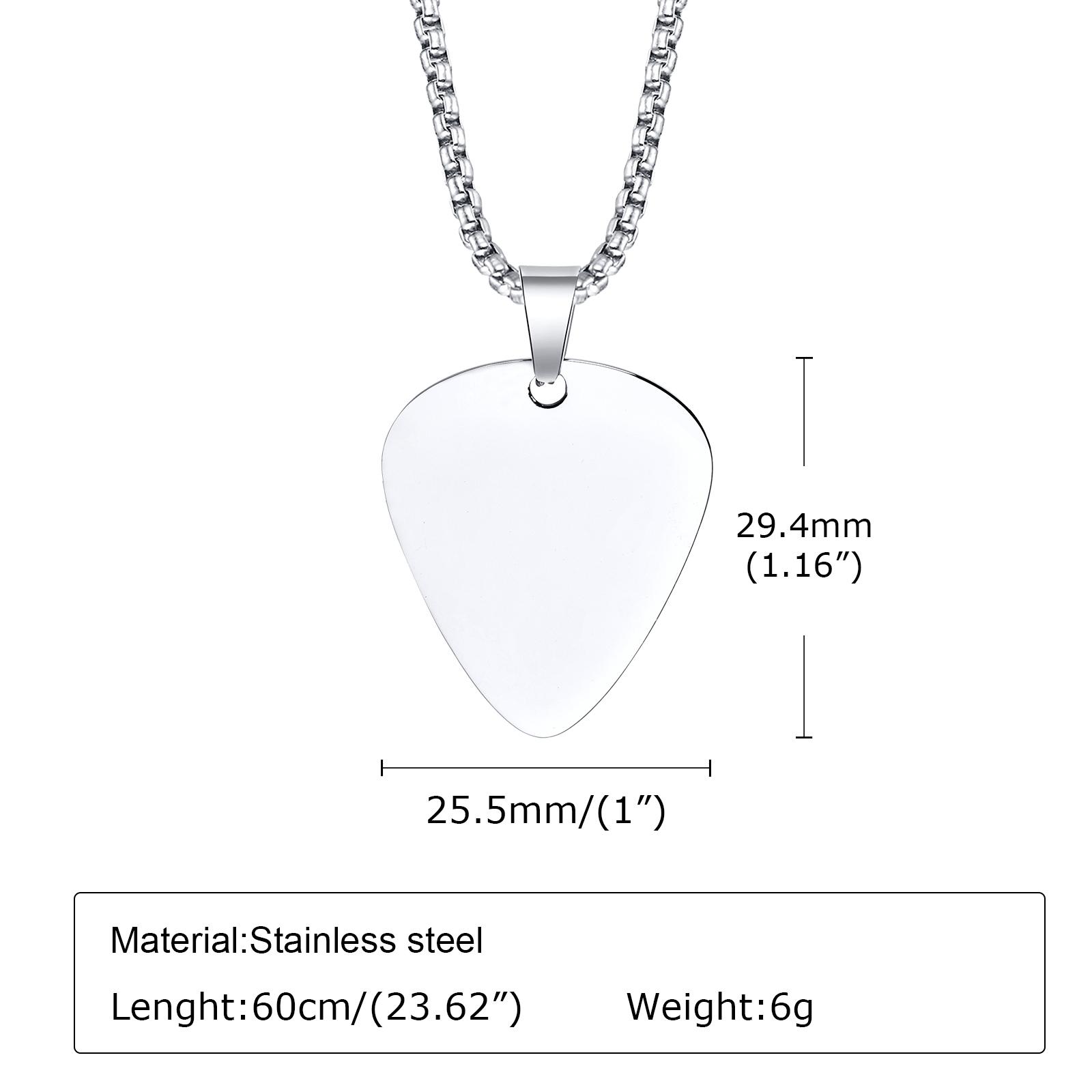 

Stainless Steel Guitar Pick Necklace Pendant Collar For Men Boys Jewelry Accessories To Music-lovers Birthday Party Gift