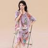 1011 spring and summer new oil painting style nightdress women's cotton and silk loose large size ruffle edge short-sleeved loungewear dress