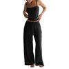 Women's Solid Color Vest, Camisole Top, Long Pants, Casual Wide Leg Pants, Home Set