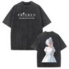 Cute White Dress Frieren Anime T-Shirt Beyond Journey's End Vintage Washed Cotton Oversized Elf Mage Graphic Short Sleeve Tops