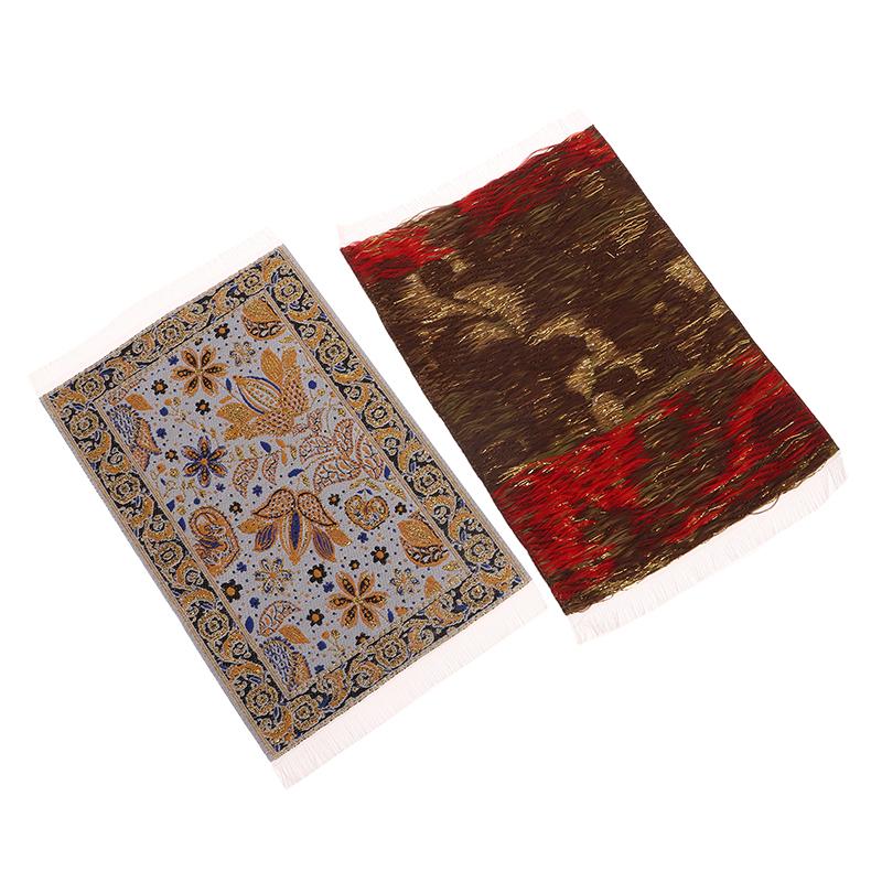 1:12 Dollhouse Miniature Handmade Woven Floor Mat Mini Floor Rug Cover Carpet Weaving Carpets Model Bedroom Home Furniture Decor