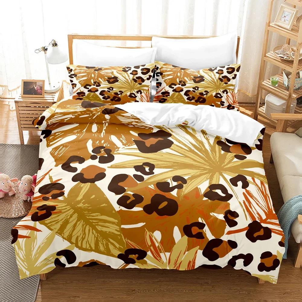 Comforter Gold Chain Leopard Leopard Print Comforter King Size Women Cheetah Home Hotel Room Soft Bedding Sets 3D