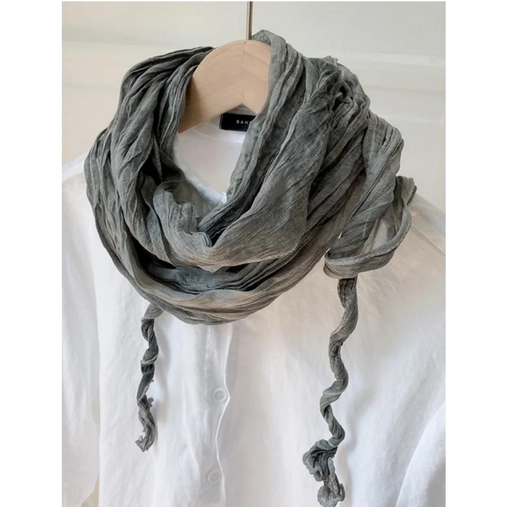 

Тонкий женский шарф Декор 2022 Осень Весна Хлопок Лен Однотонный Тай-дай Складной Однотонный Модный Длинный Шарф Женский