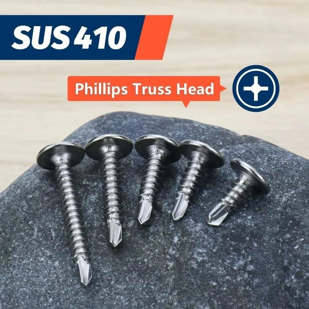 50 Stück Edelstahl Selbstschneidende Schrauben Flachkopf Rundkopf Metallschrauben Kreuzschlitz Phillips Hochfeste Selbstbohrende Schrauben