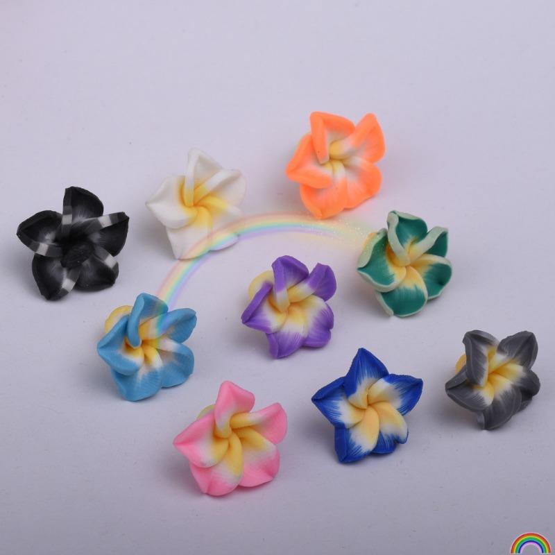 

Clay Flowers Lifelike Floral Decor DIY Keychain Bag Phone Strap Earring Craft Accessories 10pcs