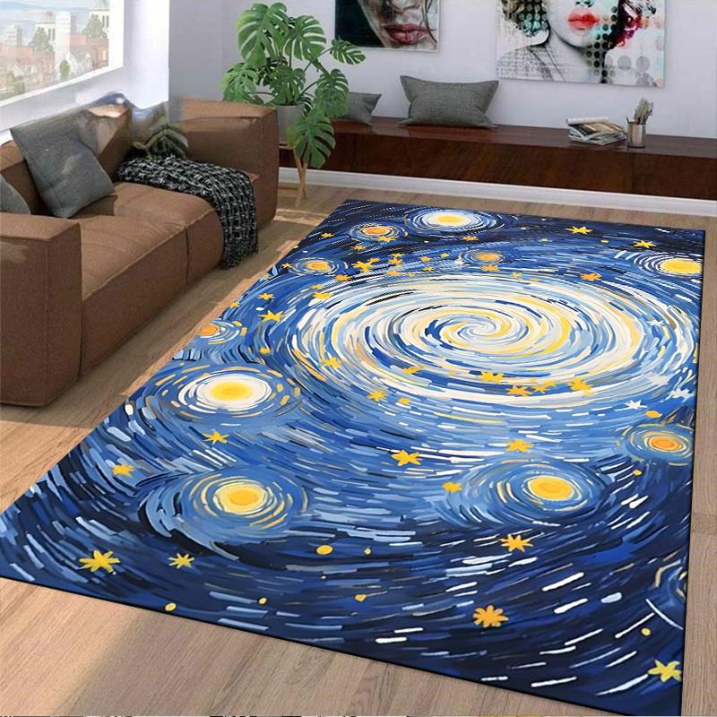 Starry Night Themed carpet Non-slip rug suitable for living room and bedroom sofas