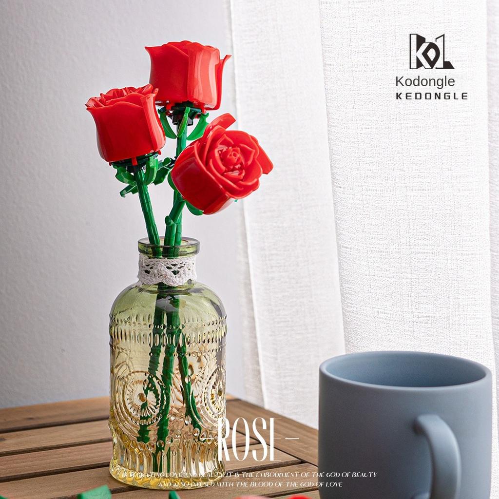 Valentine'S Day Rose Building Blocks Immortal Bouquet Puzzle Puzzle Pieces Toy Toy Gift Decorations