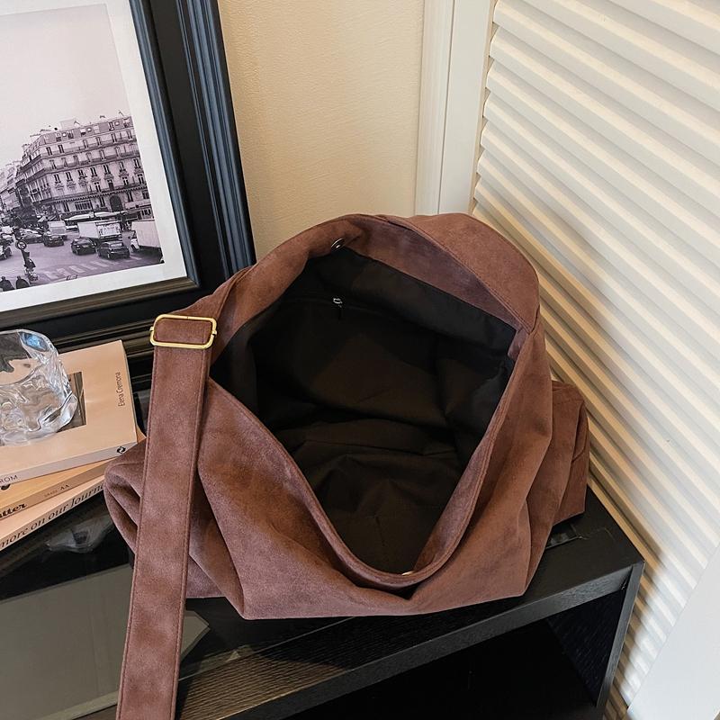 Minimalist Tote Bag for Women Fashion Shoulder Bag with Soft Suede Texture Large Capacity