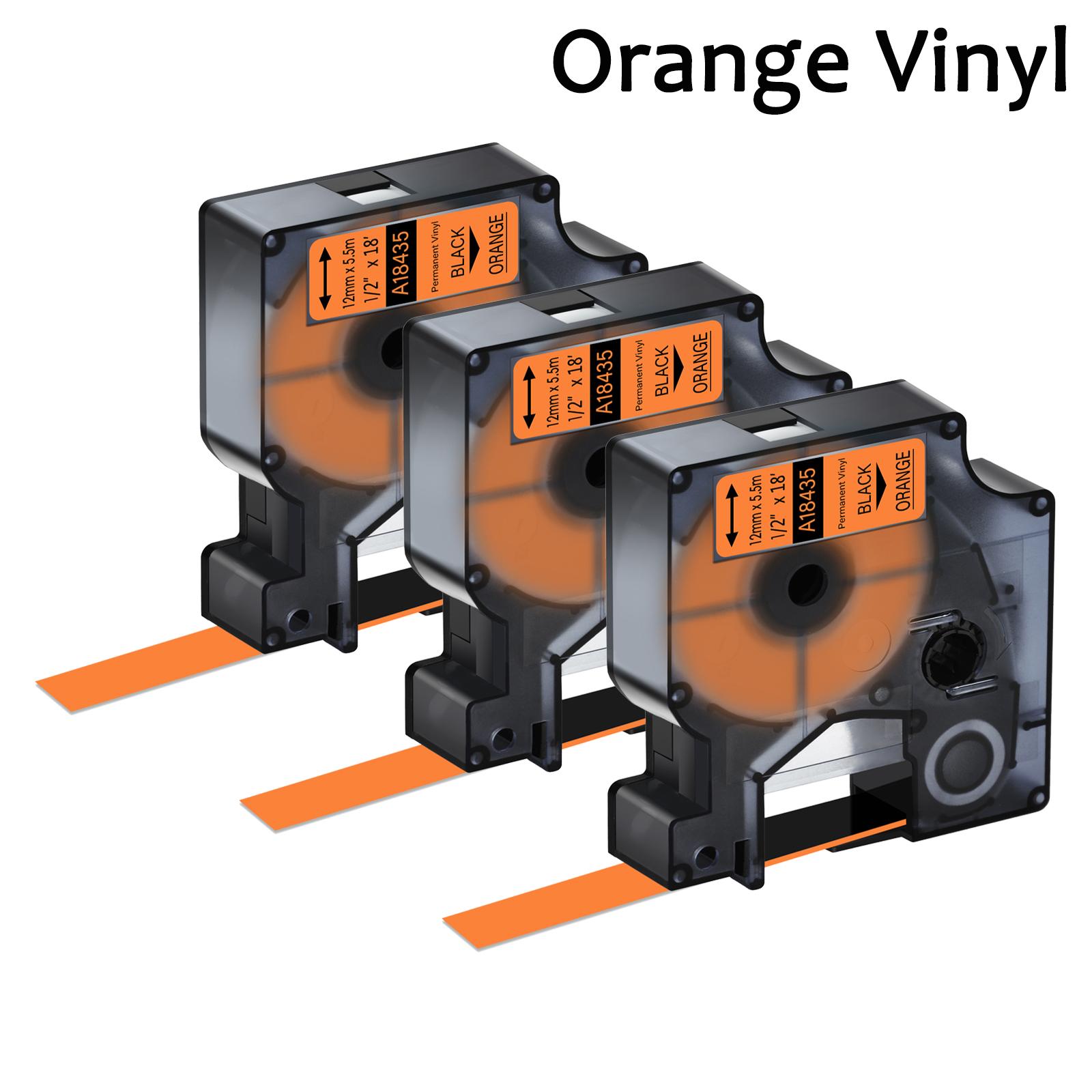 

5/10PK 9mm 12mm 19mm Compatible for Dymo IND A18444 S0718600 Vinyl Label Tapes Ribbons Replacement for Dymo Rhino 1000 4200 6000 (as the picture,12mm)