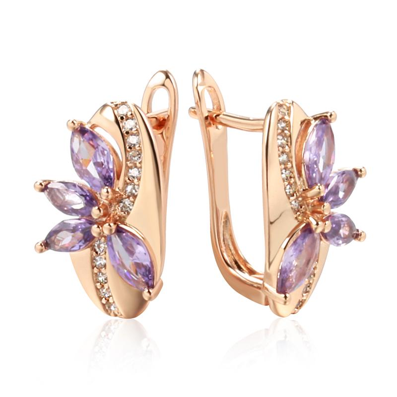 

Гладкие овальные серьги-капли с геометрическим фиолетовым цирконом для женщин, винтажные ювелирные изделия, свадебные аксессуары фиолетовый