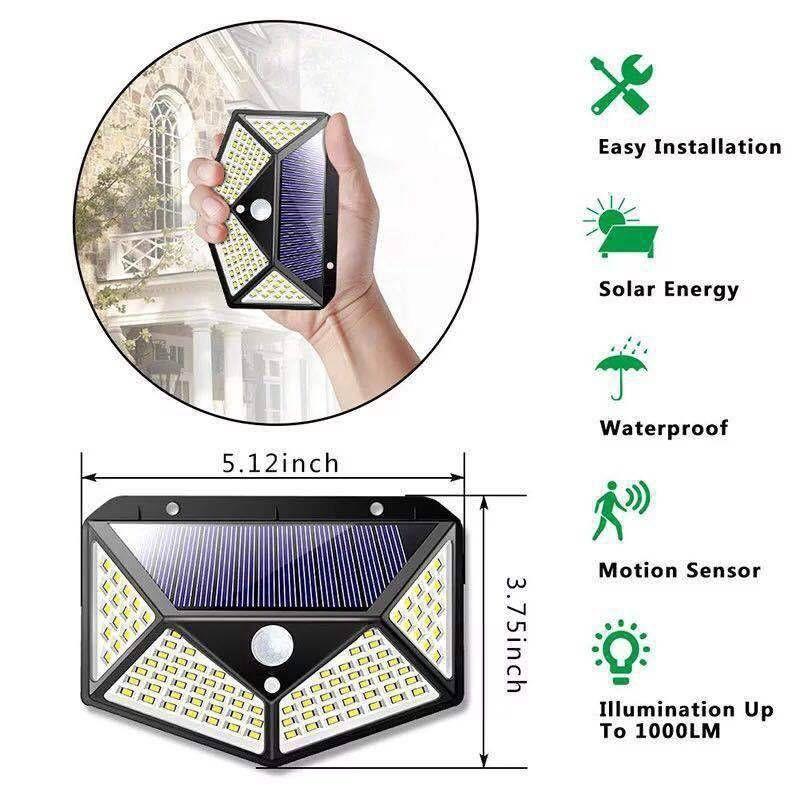 1-4Pcs 100 LED Solar Wall Light Outdoor Solar Lamp PIR Motion Sensor Solar Powered Sunlight Street Lantern for Garden Decoration