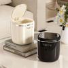 Mini Cream Flips Lid Trash Can Durable Plastic For Desk Organization In Dorm And Office With Space Saving