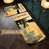 Cozy Coffee (1) Customize Name Flannel Kitchen Mat Soft Non-Slip Kitchen Floor Runner Rug for Home Kitchen Decor