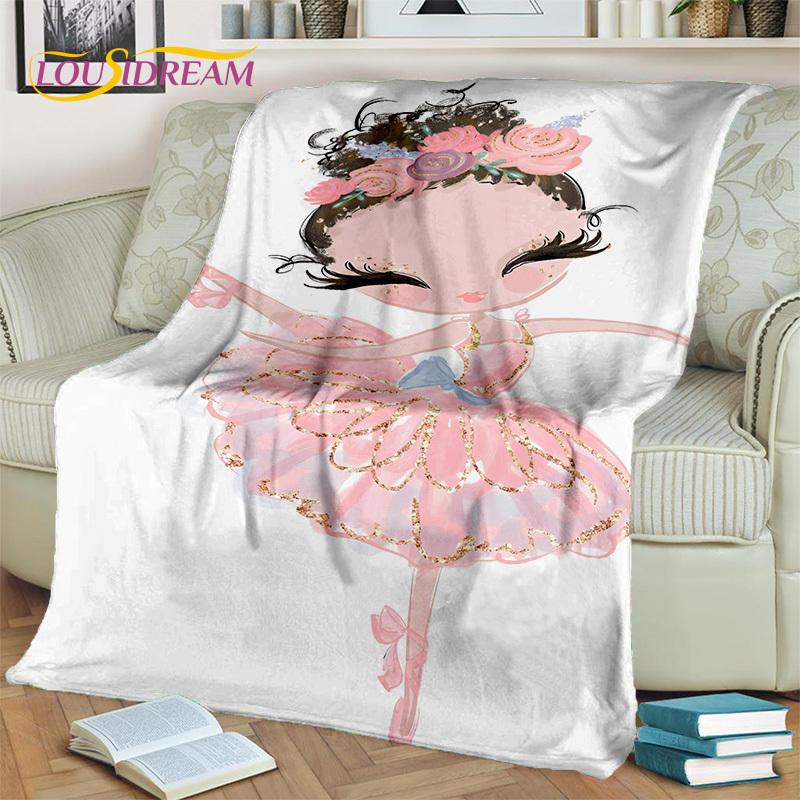 Snová baletka, balerína, víla, labuť, jednorožec, kreslená deka, měkká přehozová deka pro domov, ložnici, postel, pohovku, piknik, cestování, pro děti