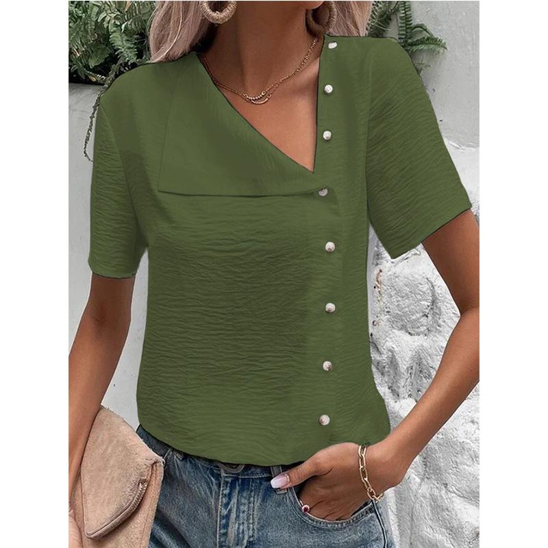 

2023 Европейская и Американская Весна/Лето Женская Рубашка Плюс Размер Ретро Из Хлопка и Льна С Коротким Рукавом Для Езды На Пригородах