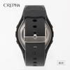 Crepha TELVA Digital Multifunction Waterproof Watch 5 ATM Stopwatch Black Rubber Strap Men's Sports