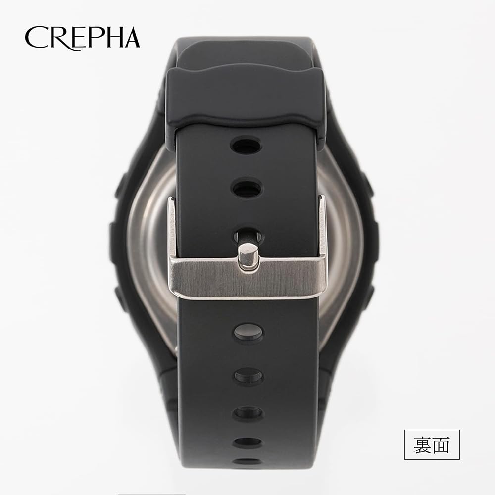 Crepha TELVA Digital Multifunction Waterproof Watch 5 ATM Stopwatch Black Rubber Strap Men's Sports