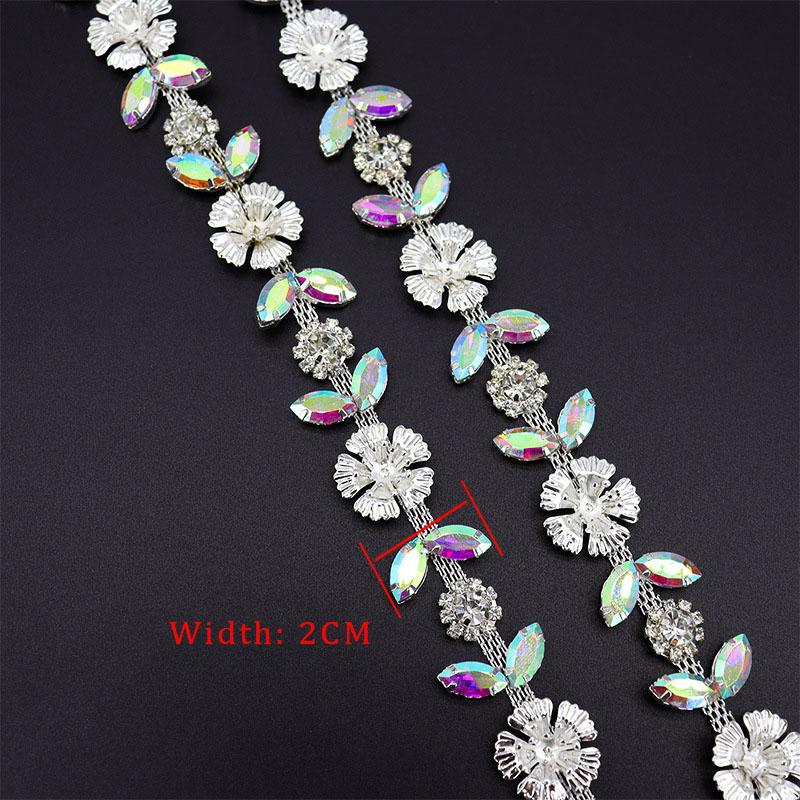 5Yards Rhinestone Chain Trim Shining Crystal Diamond Accessories DIY Craft Gift Flower Shape Decoration Diamond Metal Chains