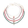 Santa Claus Crutches Christmas Hat Snowman Beaded Necklace Creative Niche Christmas Set