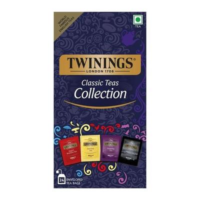 Twinings Classic Teas Collection, 4 Flavours (English Breakfast, Earl Grey, Darjeeling, Assam), 24 Enveloped Tea Bags, 48Gram