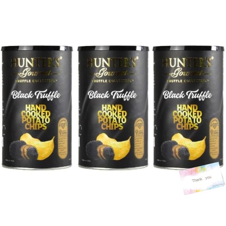

Набор из 3 банок чипсов Hunters Potato с черным трюфелем, большая банка, с открыткой для сообщения, вкус, 150 г,