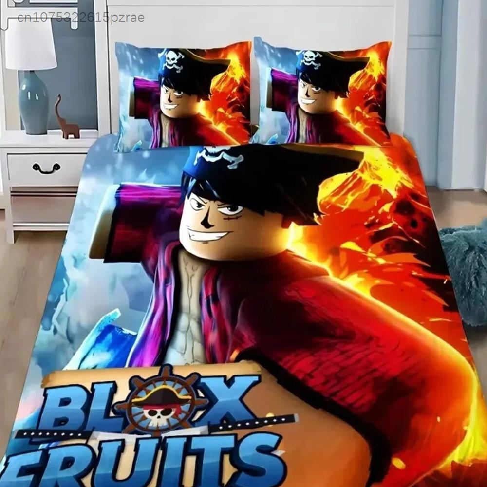 B-Blox F-Fruits Game Bedding Set 3D Cartoon Duvet Cover Set Soft Skin-Friendly Single Double King Size For Kids Birthday Gift
