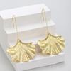 Minimalism Zinc Alloy Ginkgo Leaf Pendant Earrings for Women Vintage Charming Long Earrings High-end Party Zircon Ornament