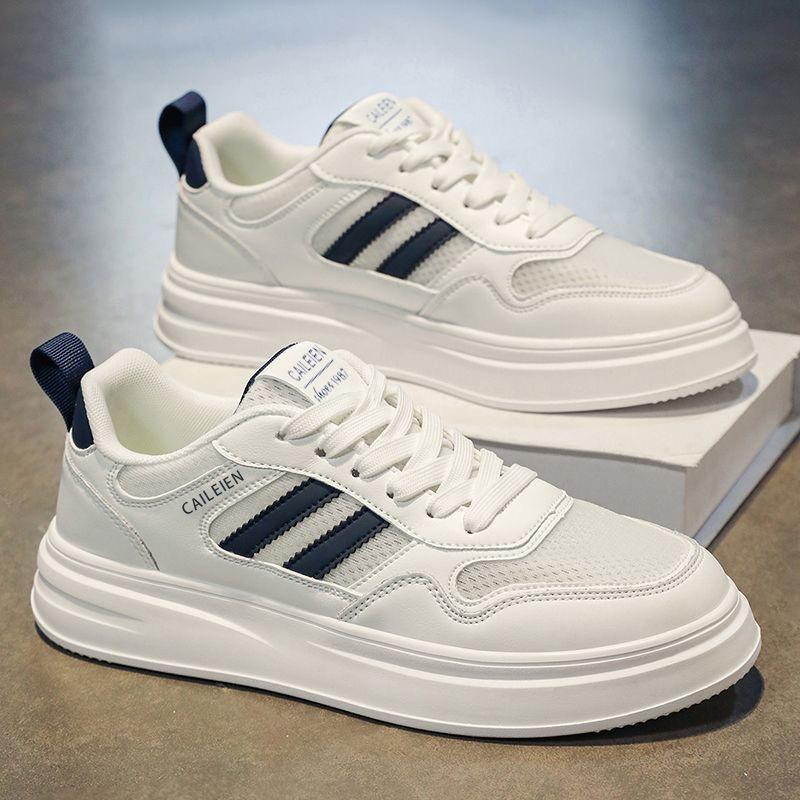 Men Breathable Mesh White Solid Casual Lace Up Sports Sneakers