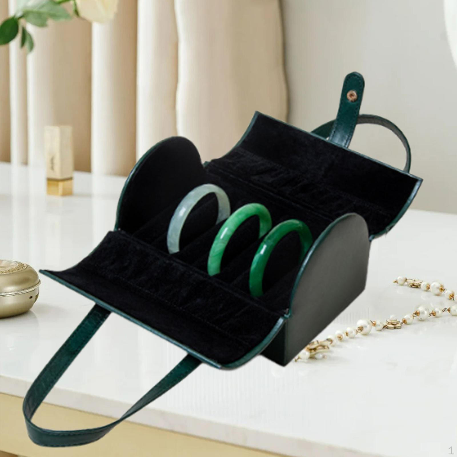 

Коробка для хранения браслетов, футляр для браслетов, контейнер для демонстрации ювелирных изделий, портативный держатель с ручкой Green and Black