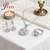 Exquisite Women Wedding Necklace Earring Ring Jewelry Set 925 Sterling Silver Zircon Crystal Jewelry Set