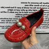 Fashion Women Flat Shoes Plus Size Casual Female Mullers Pearl Breathable Panent Leather Designer Women Shoes Summer Loafers