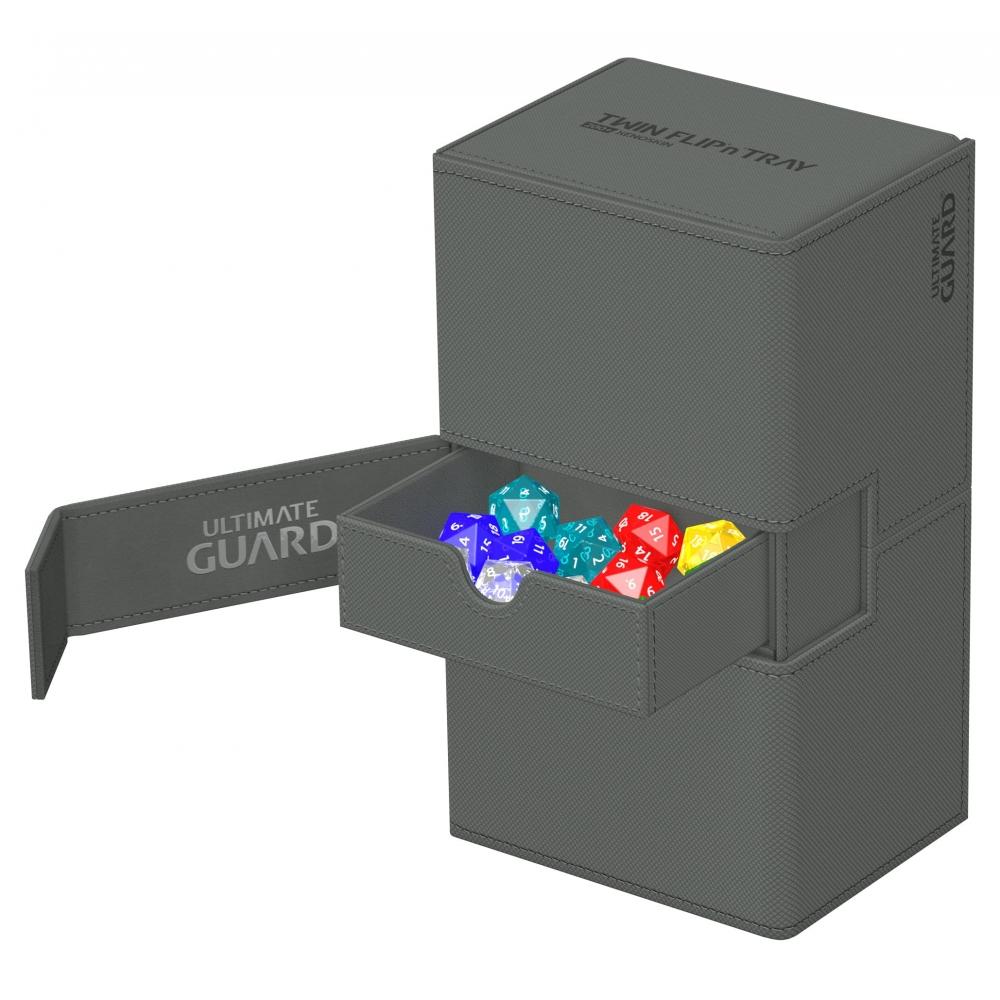 Carcasă Ultimate Guard Twin Flip`n`Tray pentru pachet de cărți 200+ Xeno Skin Monocolor Gri