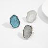 Retro Blue Water Ripple Resin Women's Ring Exaggerated Fashion Geometric Alloy Ring Jewelry Accessories Gift